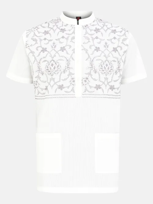White Embroidered Cotton Fatua